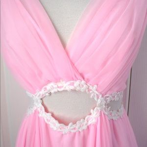 Vintage PINK Cut Out Honeymoon Negligee Night Gown